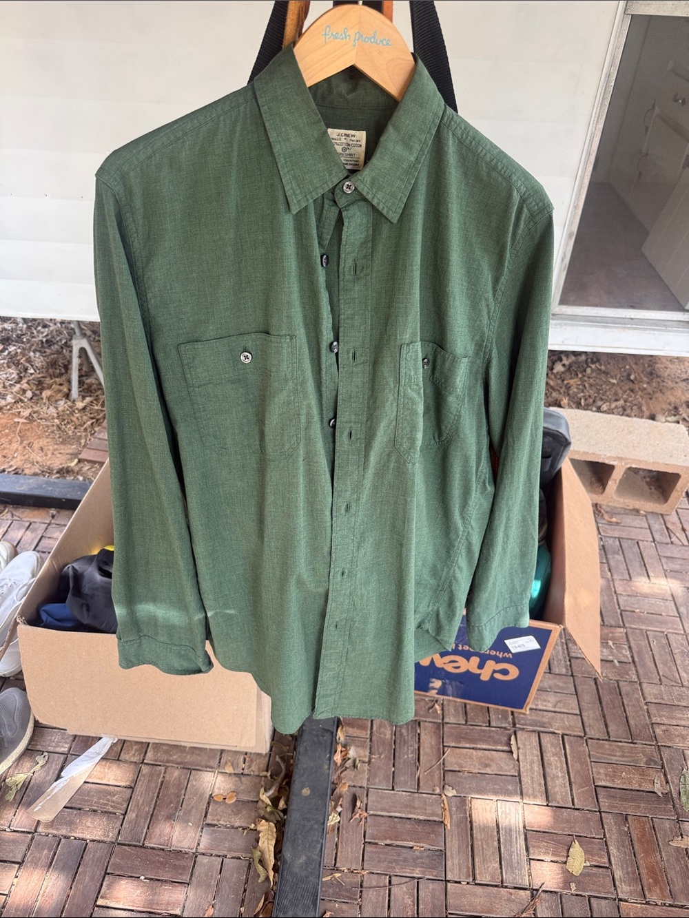 J. Crew Men's Olive Green Cotton Button-Down Workshirt